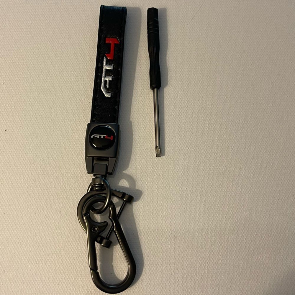 GMC AT4 Key Fob Keychain in Black Leather with Logo NWT